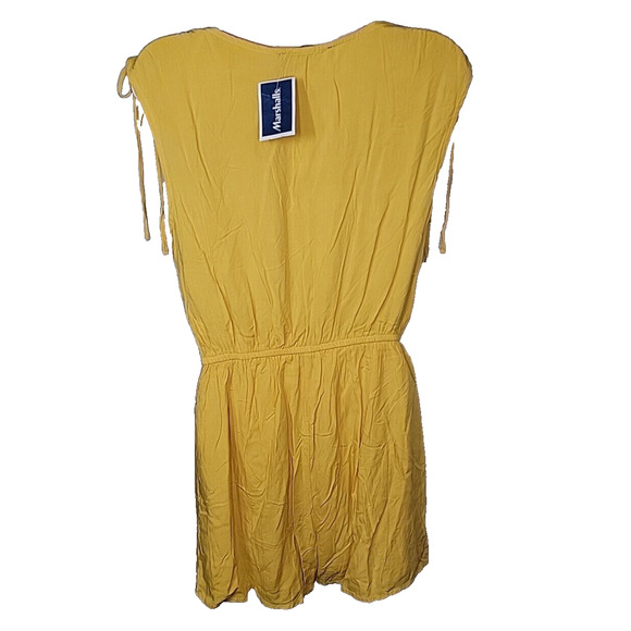 ONE CLOTHING LA Yellow Draw String Shoulder V-Neck Wrap Romper Size L - Picture 9 of 10
